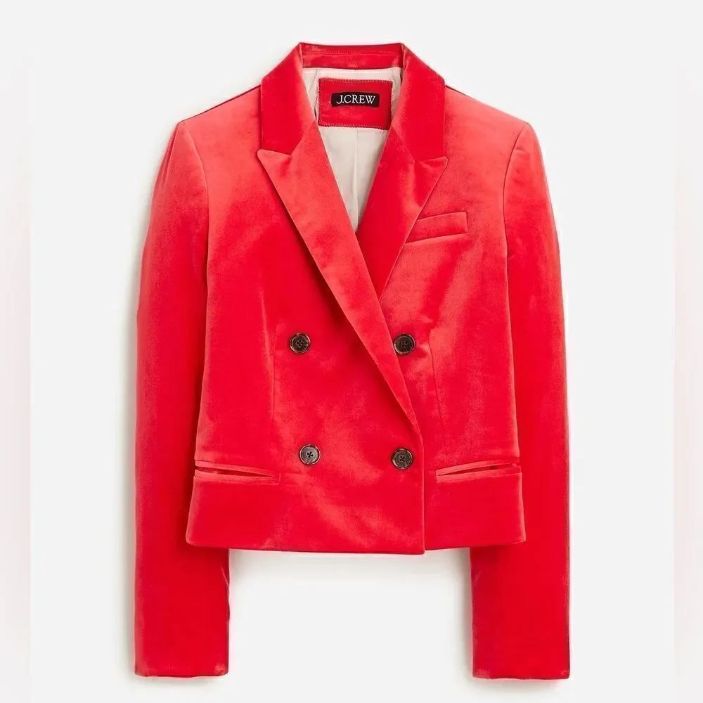 J Crew Cropped Double Breasted Velvet Blazer NWT